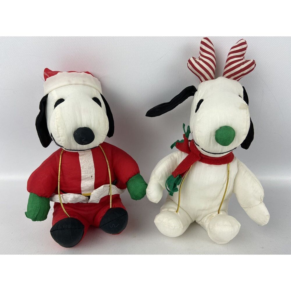 Christmas‎ Snoopy Plush Lot Santa Reindeer 7" Stuffed Toy Determined Productions